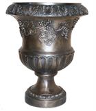 Bronze Architectural Garden Urn with Fruit Designs