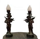 Set of Bronze Angel Lamps