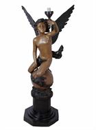 Large Bronze Angel Floor Lamp with Wings Outstretched