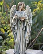 A sweet angel girl statue walks your way; suitable also for indoor use.