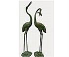 Pair of Bronze Crane Sculptures