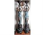 Pair of Women Sculptures Carrying Trays