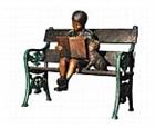 Reading Girl with Dog on a Bench Bronze Sculpture