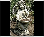 Sitting Angel Girl Feeder with Halo of Flowers