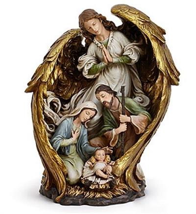 Guardian Angel with Holy Family Statue