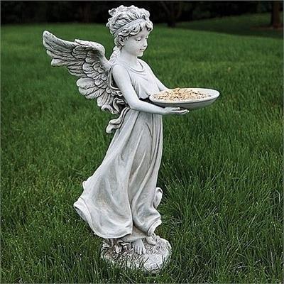 Pretty Damsel Angel Birdfeeder Statue