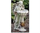 Solar Angel Bird Feeder with Acanthus Designs on Bird Bath