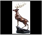 Bronze Deer on Mountain Ridge Base