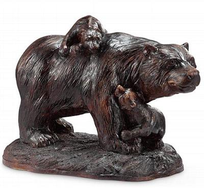 Mama and her Babies Bear Sculpture