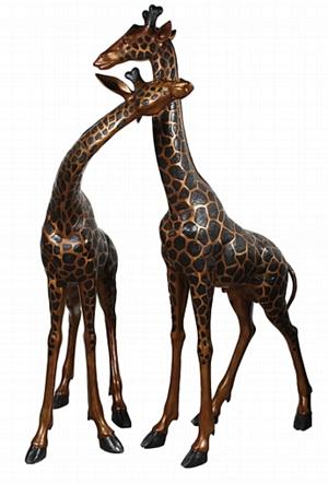 Set of Large Bronze Giraffe Sculptures