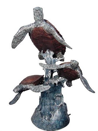 Sea Turtle Adventures Fountain Statue