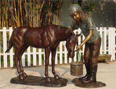 Girl and her Horse Sculpture