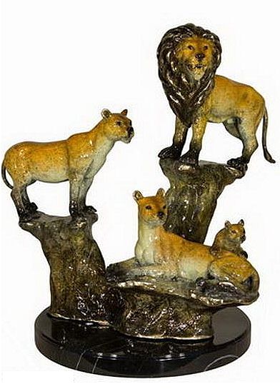 Family of Lions in Patina Finish