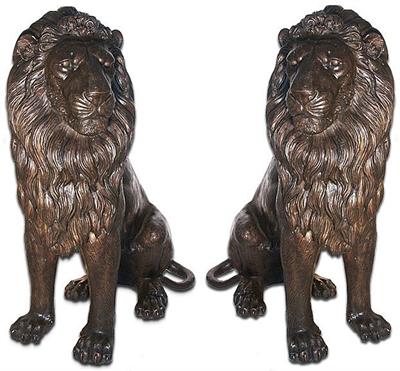 Grand Sitting Lion Sculptures