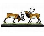 Fighting Deers on Marble Base