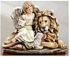 Angel Watching Over Lion and Lamb Statue