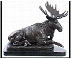 Bronze Moose Statue on Marble Base