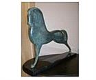 Stylized Bronze Horse on Base Sculpture