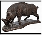 Hunting Wild Boar Statue - Bronze