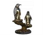 Penguins on a Watch Bronze Sculpture