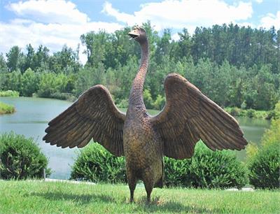 Large Bronze Swan with Open Wings