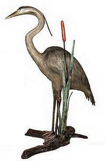 Standing Bronze Crane Sculpture