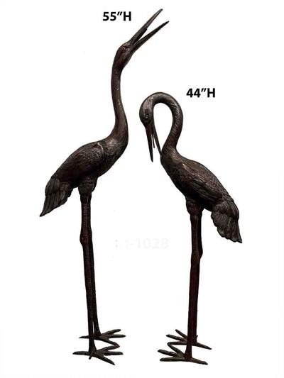 Large Outdoor Crane Statues Set