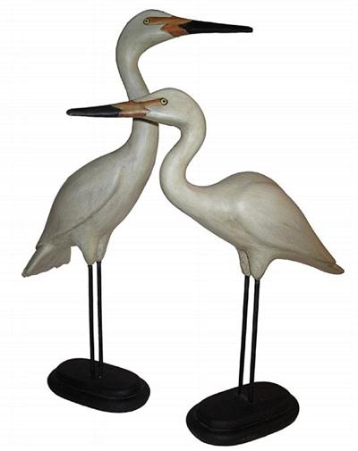 Crane Statues on Bases Set