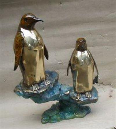 Mama Penguin Sculpture with Baby