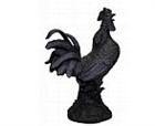 Cocky Black Rooster Statue