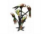 Pretty Parrots on a Branch Bronze Sculpture