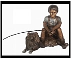 Bronze Boy with His Collie Dog Sculpture