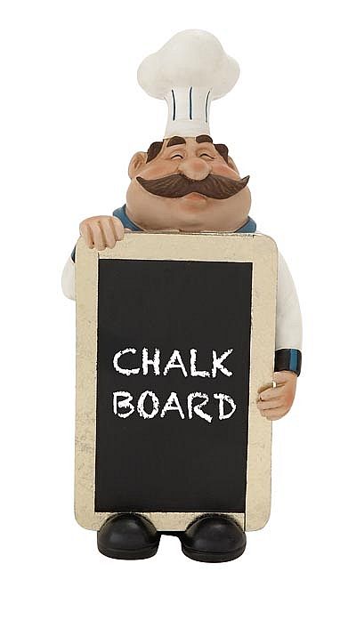 Happy Chef Statue with Chalkboard