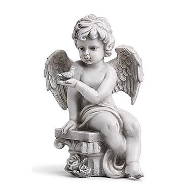 Cherub Talking to Bird Statue