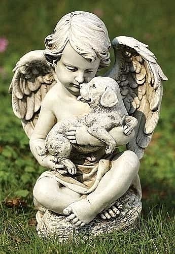 Guardian Angel with Puppy Statue