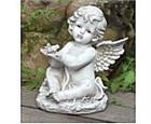 Resin Cherub with Bird Statue