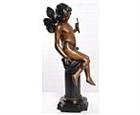 Angel with Butterfly Sitting on Pedestal Statue