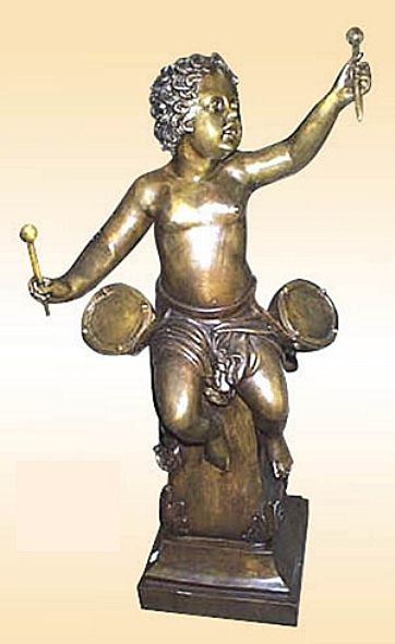 Drummer Cherub Boy Bronze Sculpture