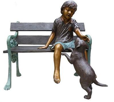 John and his New Pet Bronze Sculpture