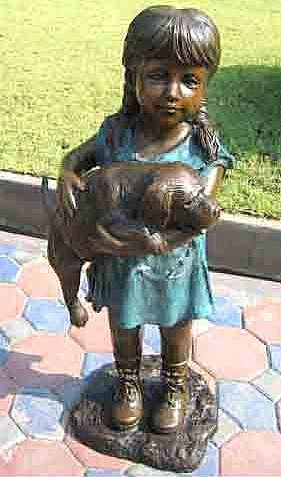 Little Beautiful Girl and her New Puppy Dog Sculpture