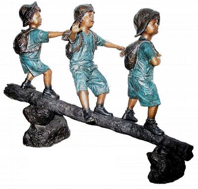 Three Brothers Go Camping Life Size Sculpture