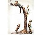 Playing on a Tree Bronze Children Sculpture