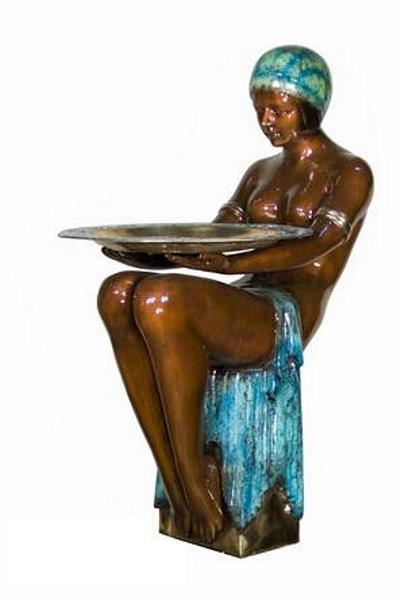 Art Nouveau Woman with Tray Sculpture