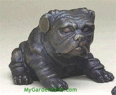 Bronze Sitting Bulldog in Crouching Mode