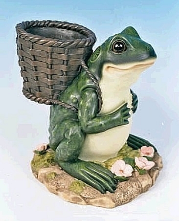 Garden Frog with Basket Planter