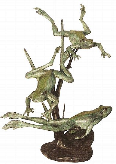 Leaping Tree Frogs - Bronze Sculpture