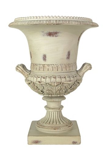 Romana Urn with Handles - Distressed White Finish