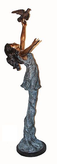 Freedom Sculpture - Woman Holding Bird