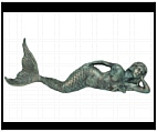 Mermaid Sculpture - Lying Down in Green Finish