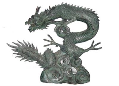 Large Bronze Chinese Dragon Sculpture with Orb